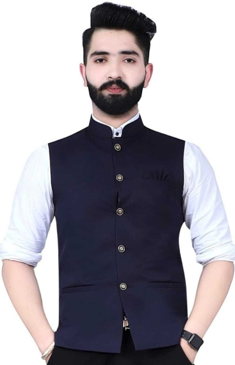 Men Self Design Nehru Jacket