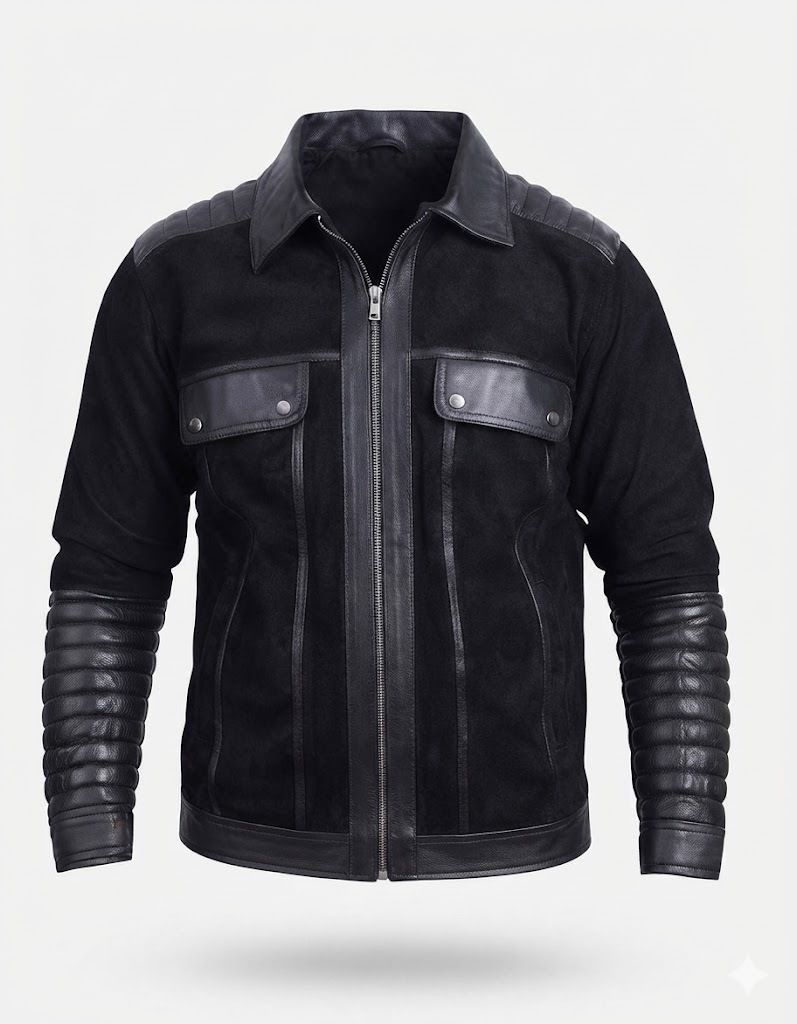 finehide Men Solid, Striped Biker/Riding Jacket-picture-1
