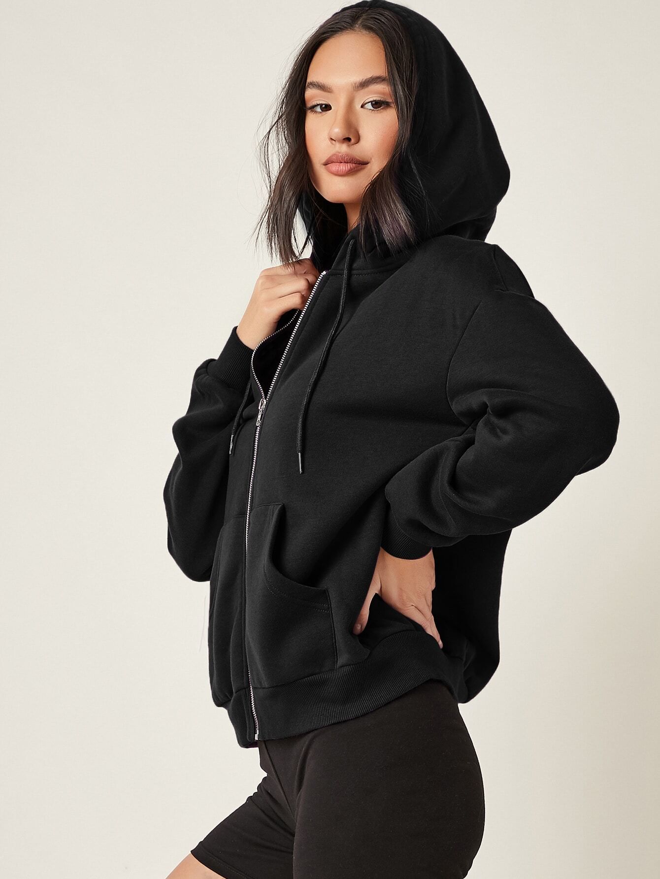 Women Full Sleeve Solid Hooded Sweatshirt-image-48