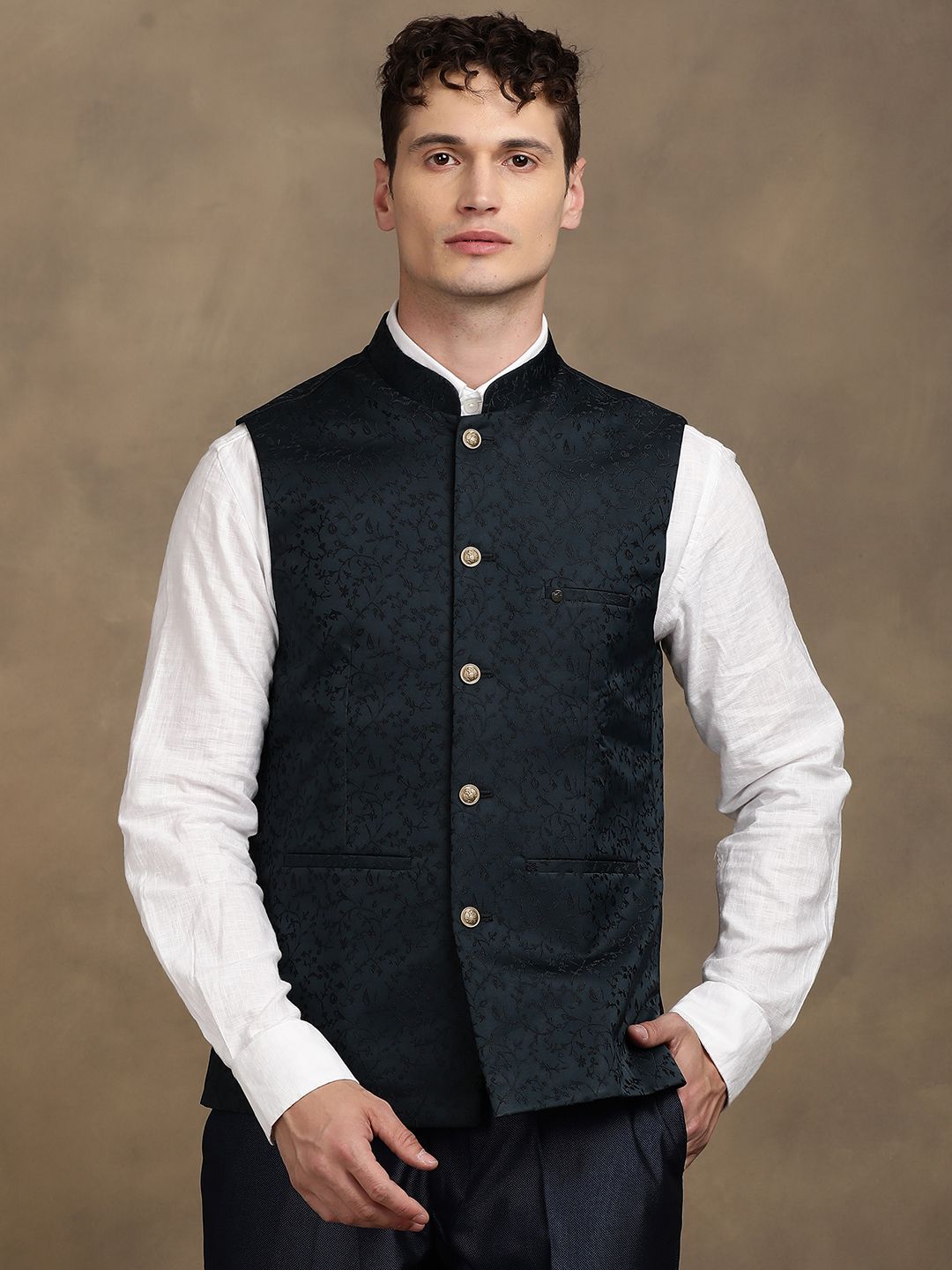 turtle Men Self Design Nehru Jacket-picture-22