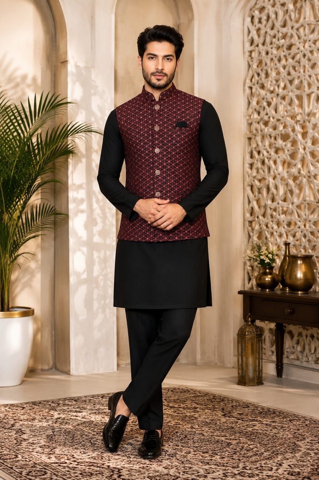 trends of ethnic Men Woven Design Nehru Jacket-picture-36