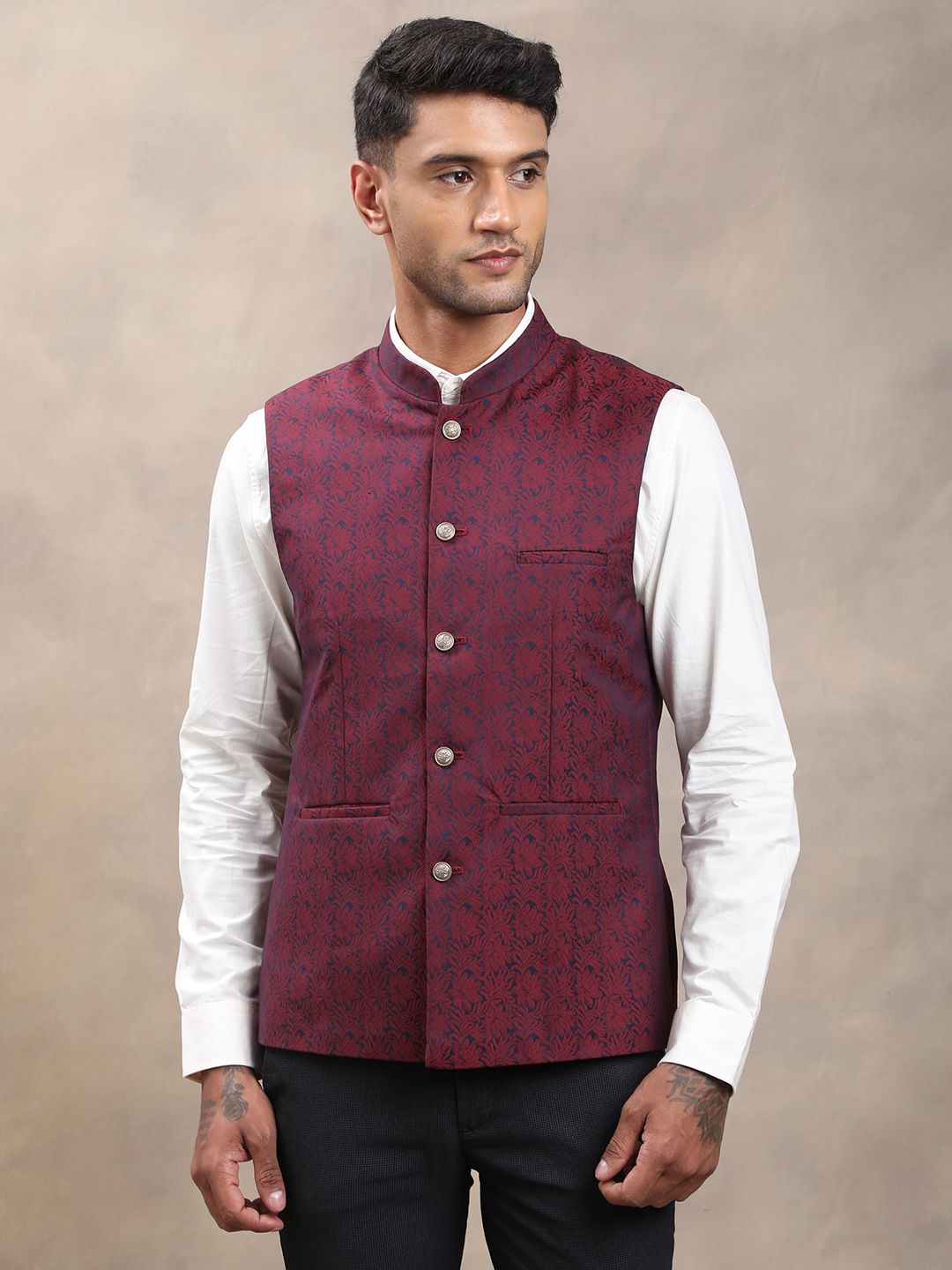 turtle Self Design Men Waistcoat-picture-16