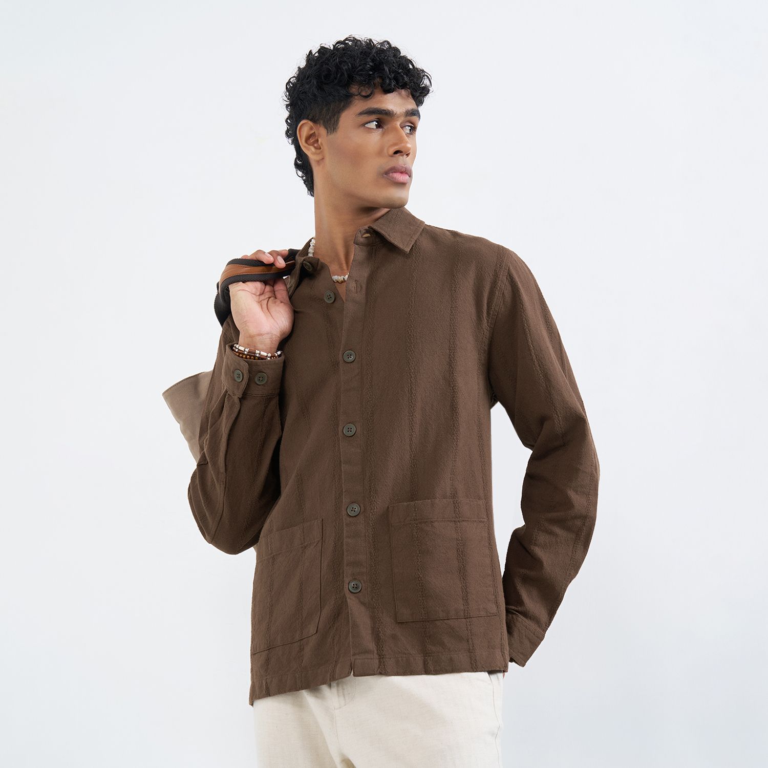 7 alt by pantaloons Men Striped Shacket-picture-16