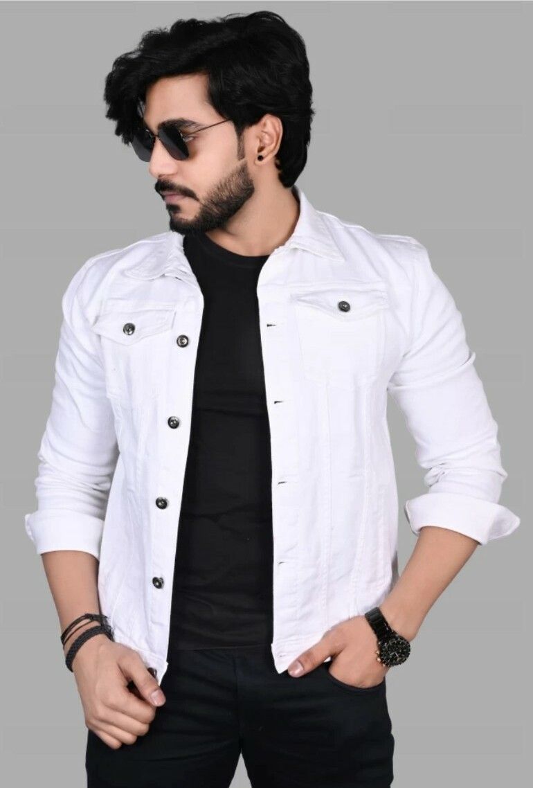 Men Solid Denim Jacket-image-7