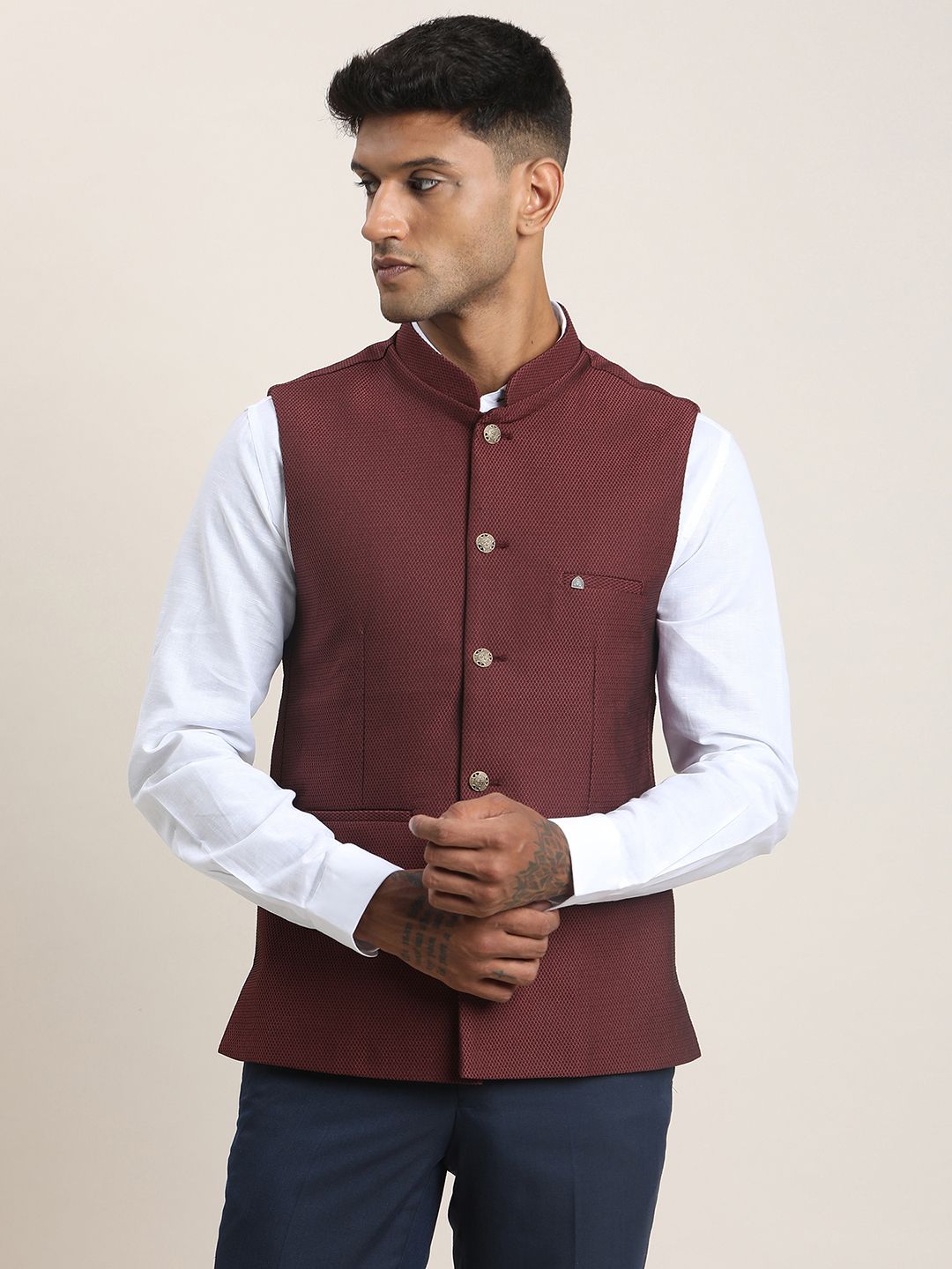 turtle Self Design Men Waistcoat-picture-14