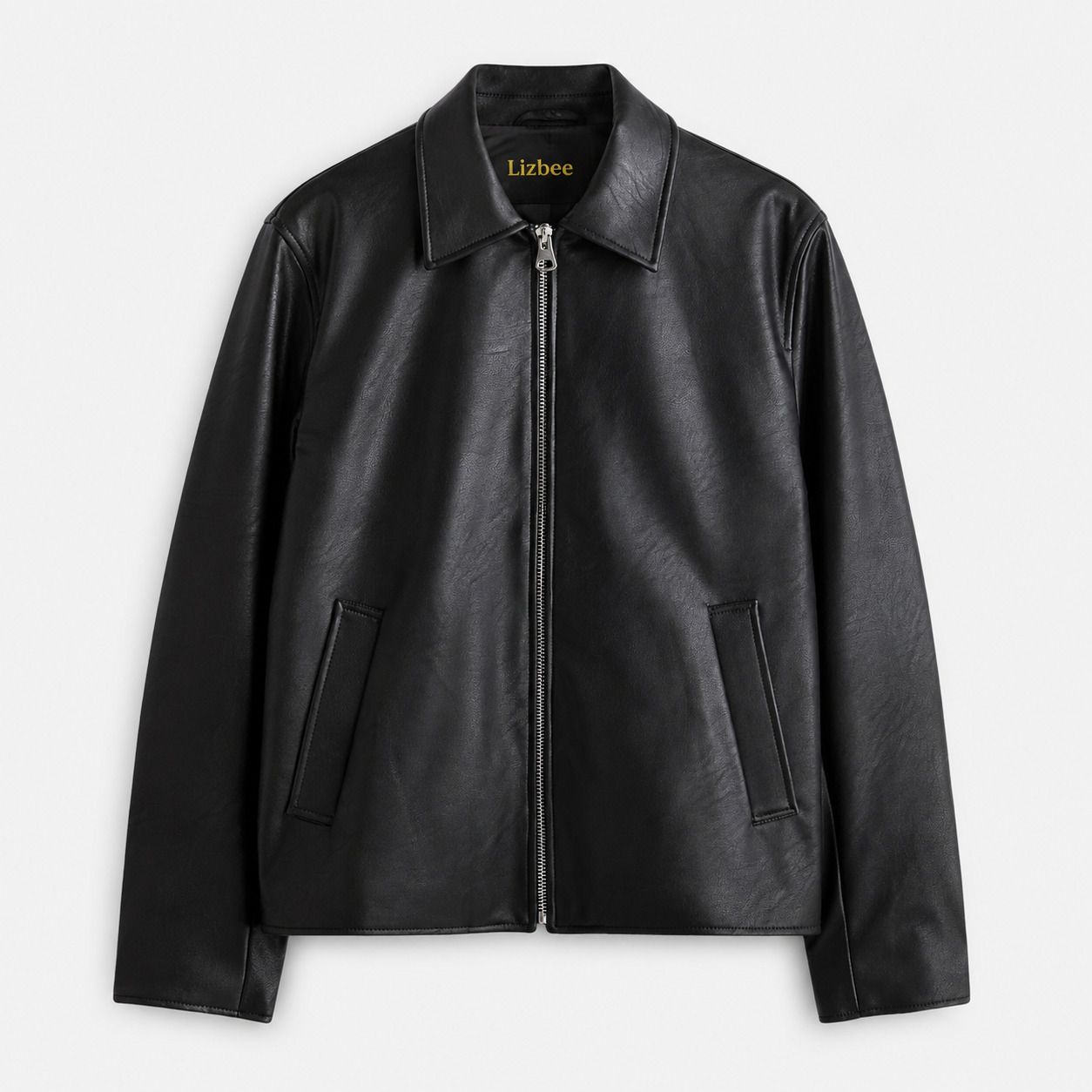 lizbee Men Solid Leather Jacket-picture-0