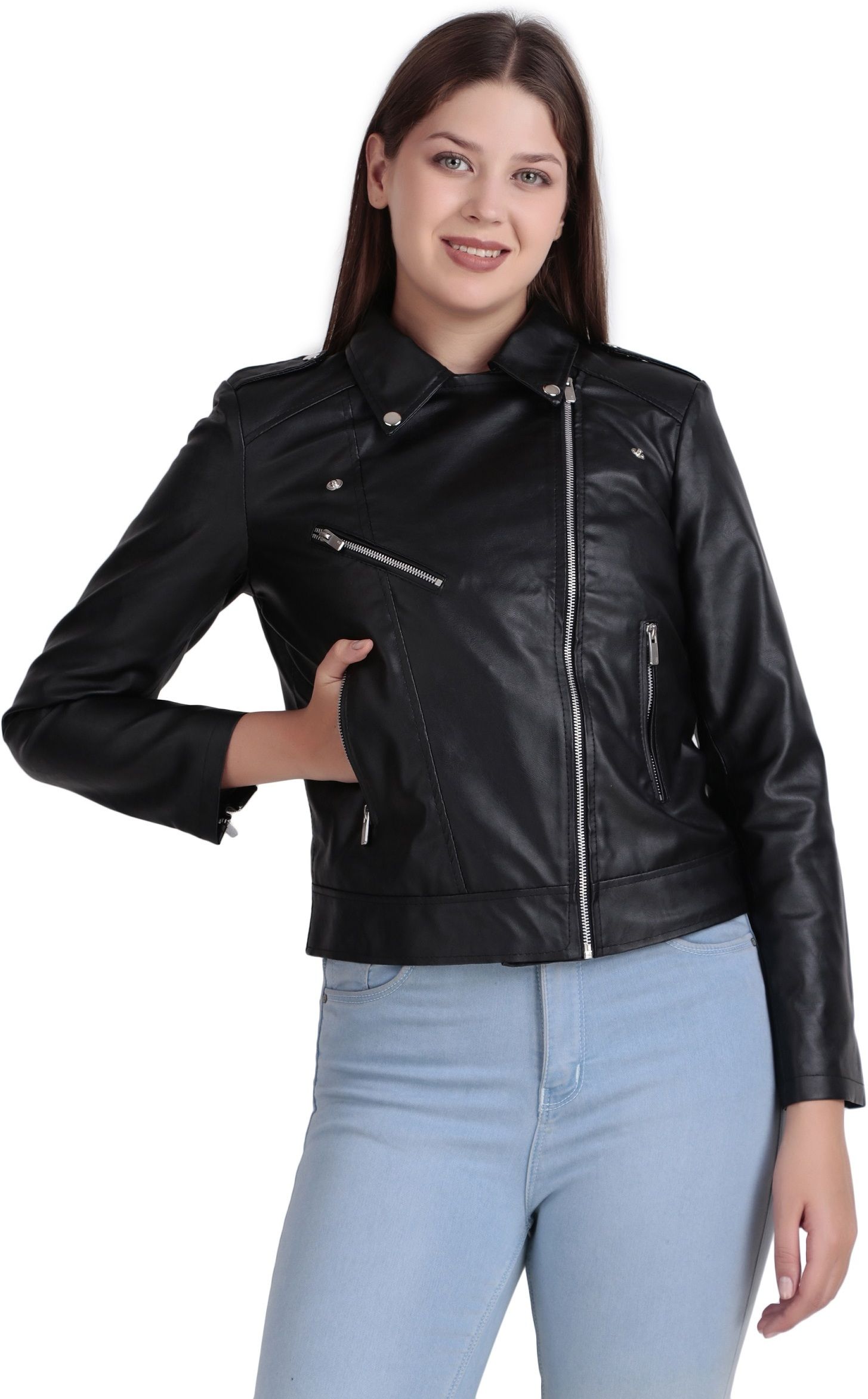 Women Solid Biker/Riding Jacket-image-44