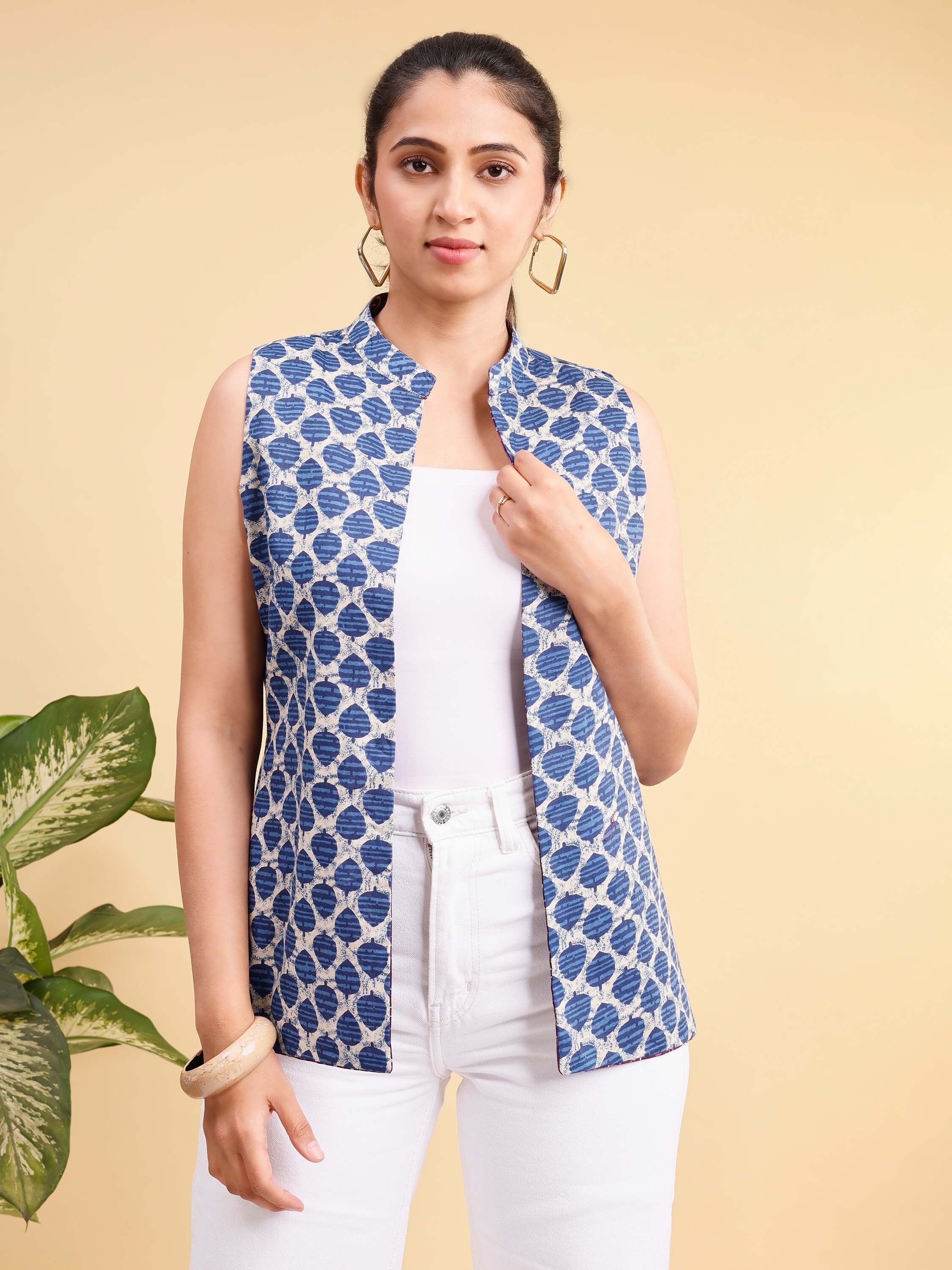 saanwri Printed Women Waistcoat-picture-10