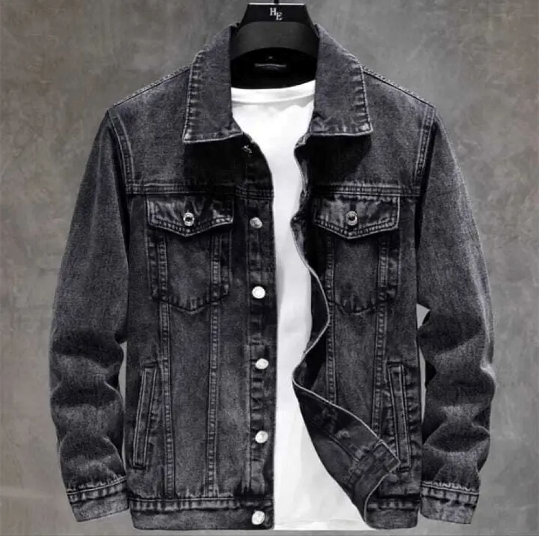 Men Solid Denim Jacket