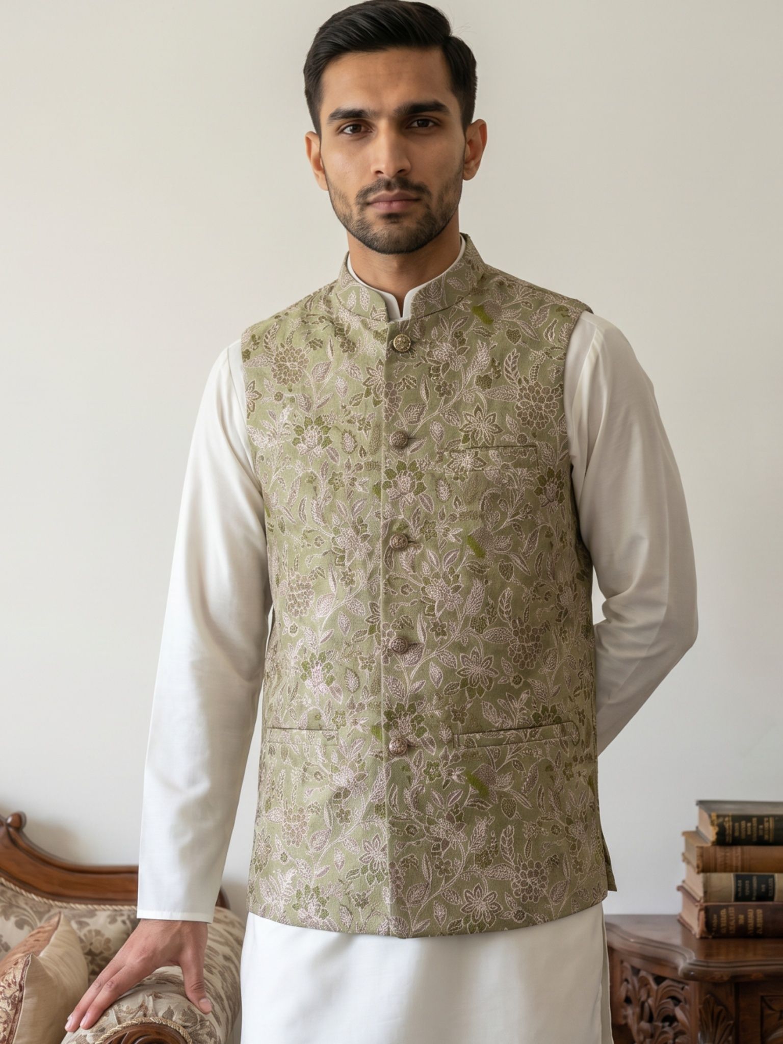 jompers Men Woven Design Nehru Jacket-picture-40