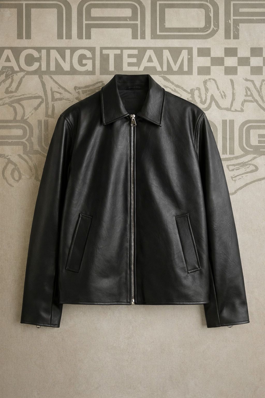 Men Solid Leather Jacket-image-43