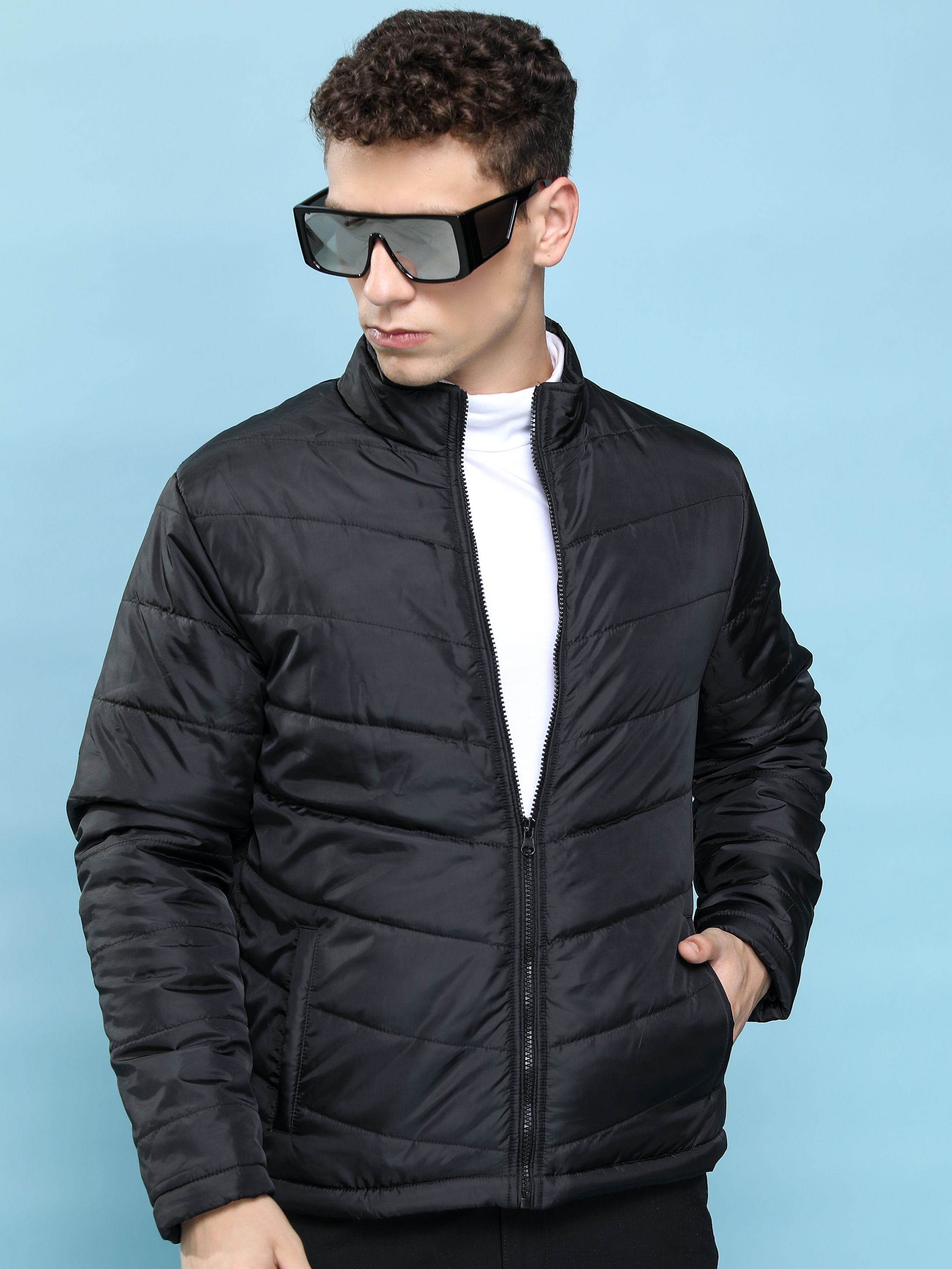 Men Solid Puffer Jacket