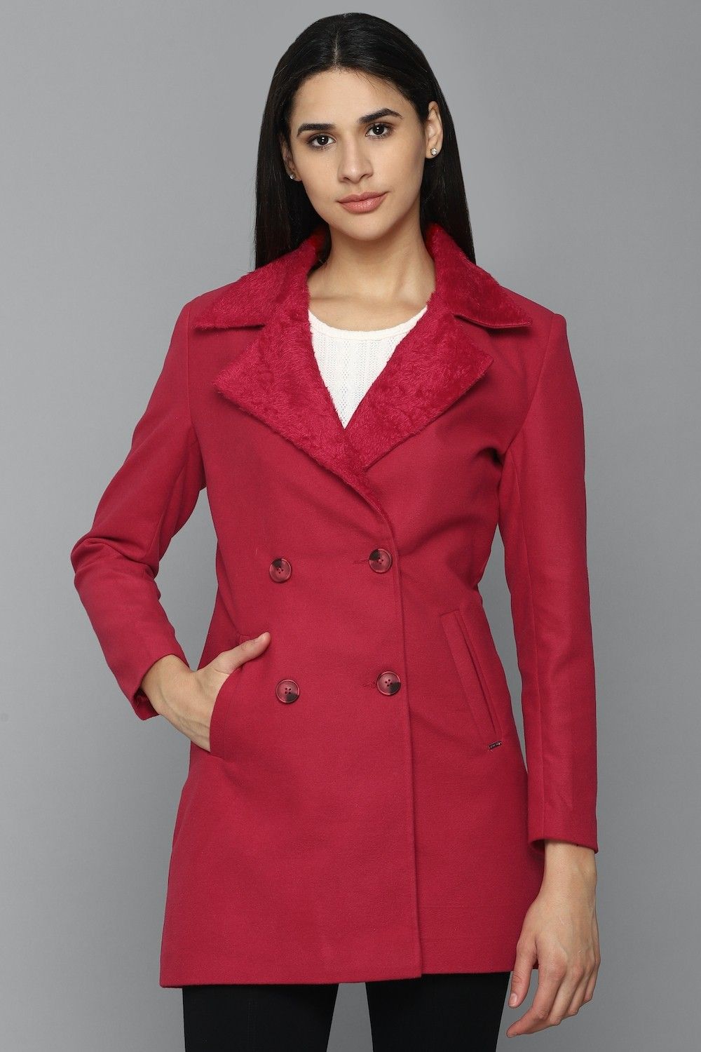 allen solly 100% Cotton Solid Coat For Women-picture-13