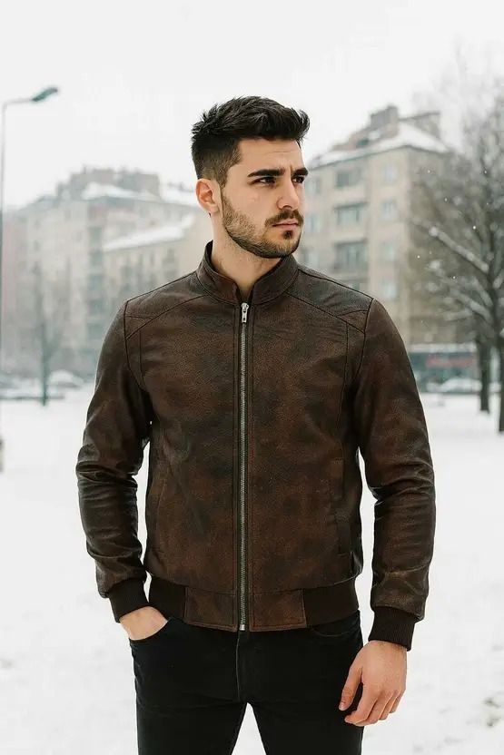 lotcartz Men Solid Leather Jacket-picture-13