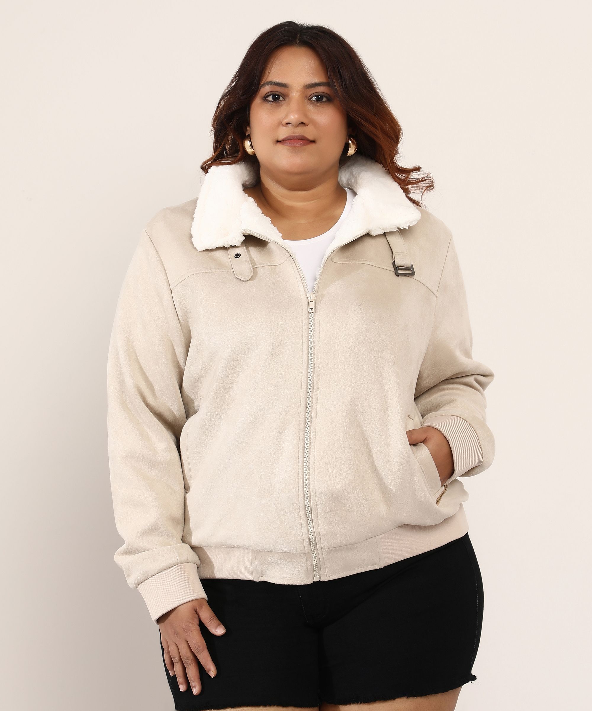 instafab plus Women Colorblock Bomber Jacket-picture-13