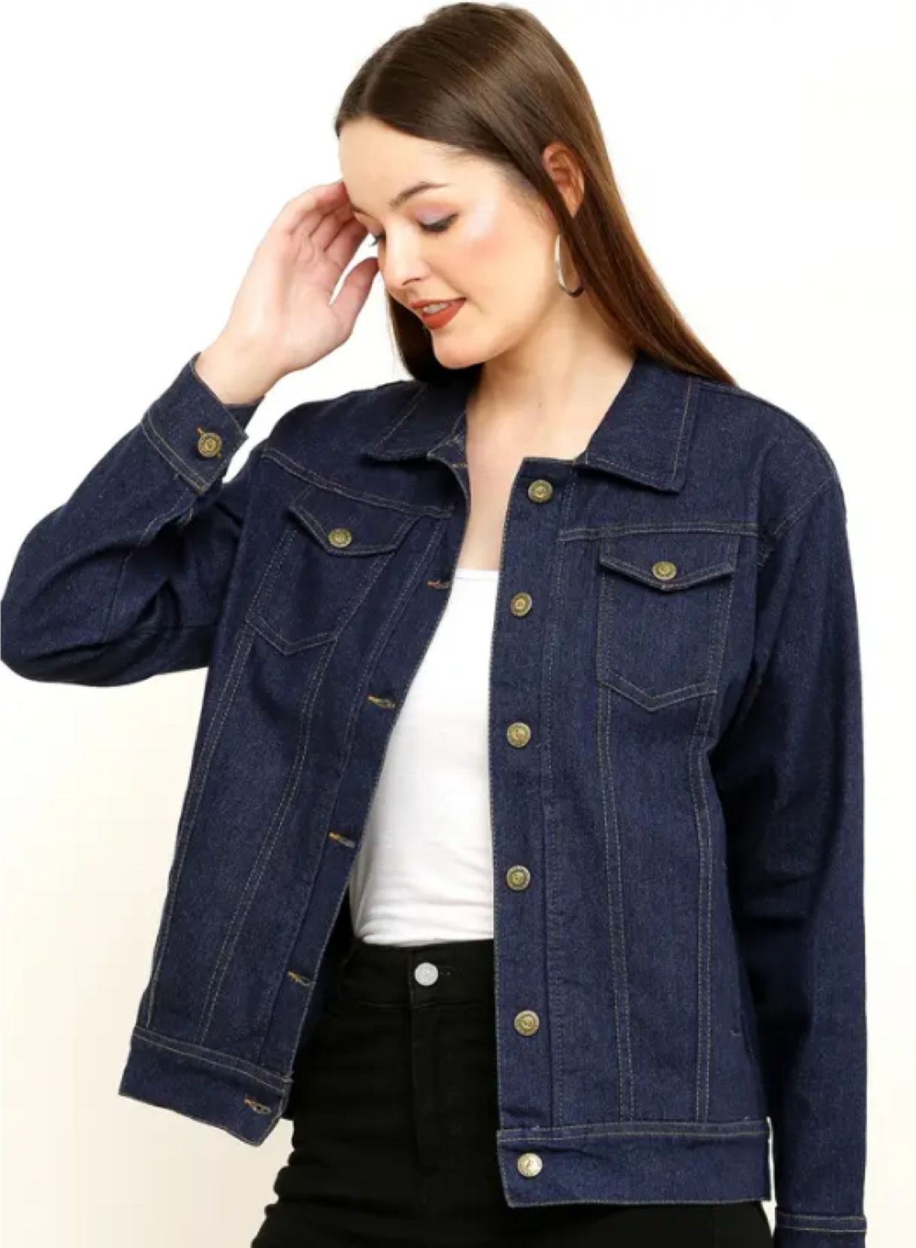 Women Solid Denim Jacket-image-14