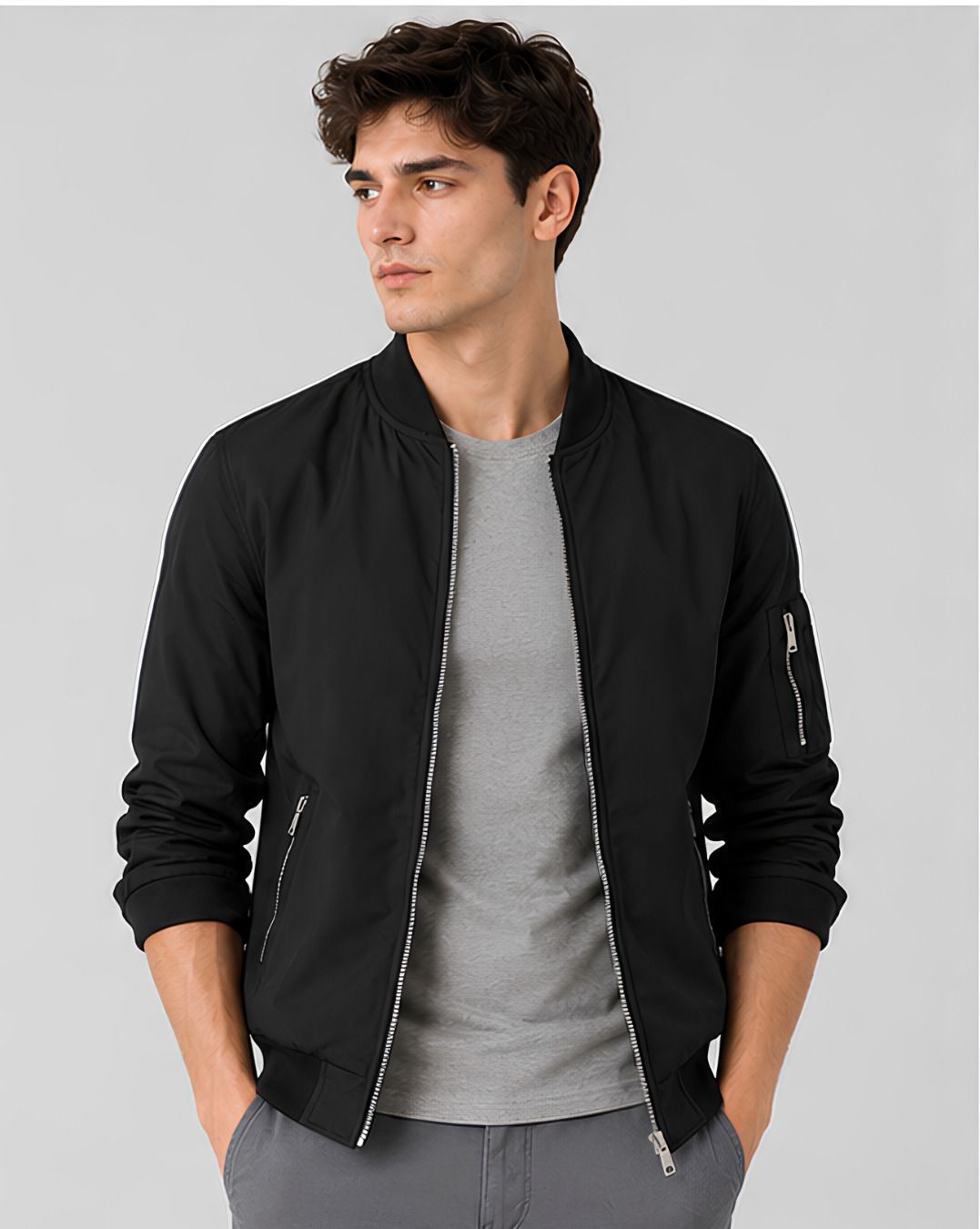 caraba Men Solid Bomber Jacket-picture-15