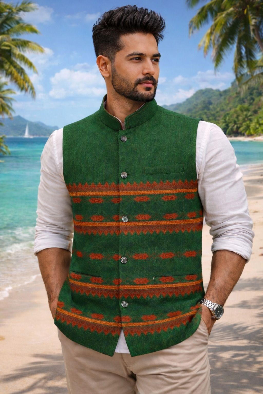 tribal Men Striped Ethnic Jacket-picture-19