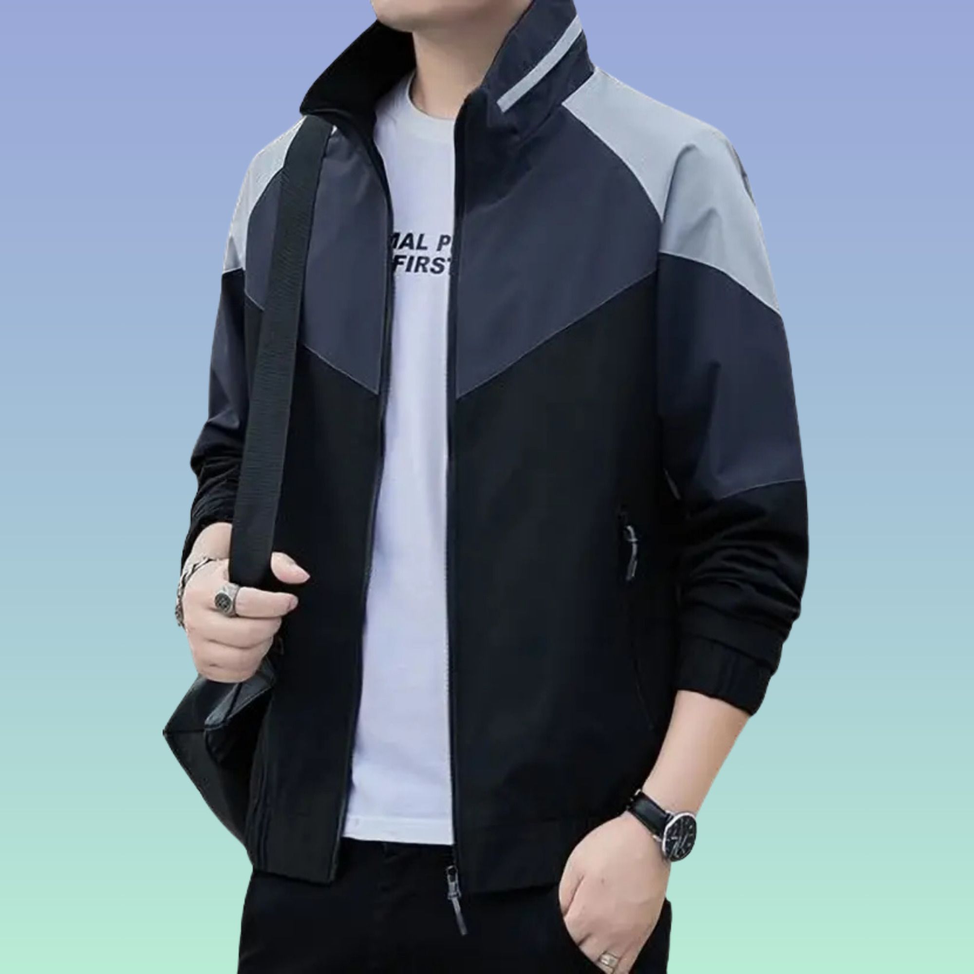 Mia Fashion Stylish Men's Windcheater Lightweight Windproof Jacket Colorblock Men Wind Cheater