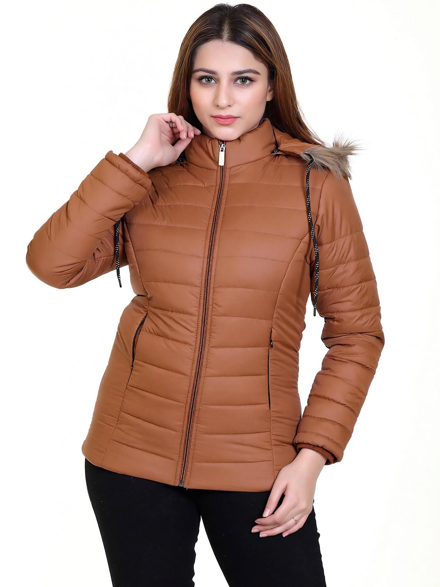 Women Solid Puffer Jacket-image-3
