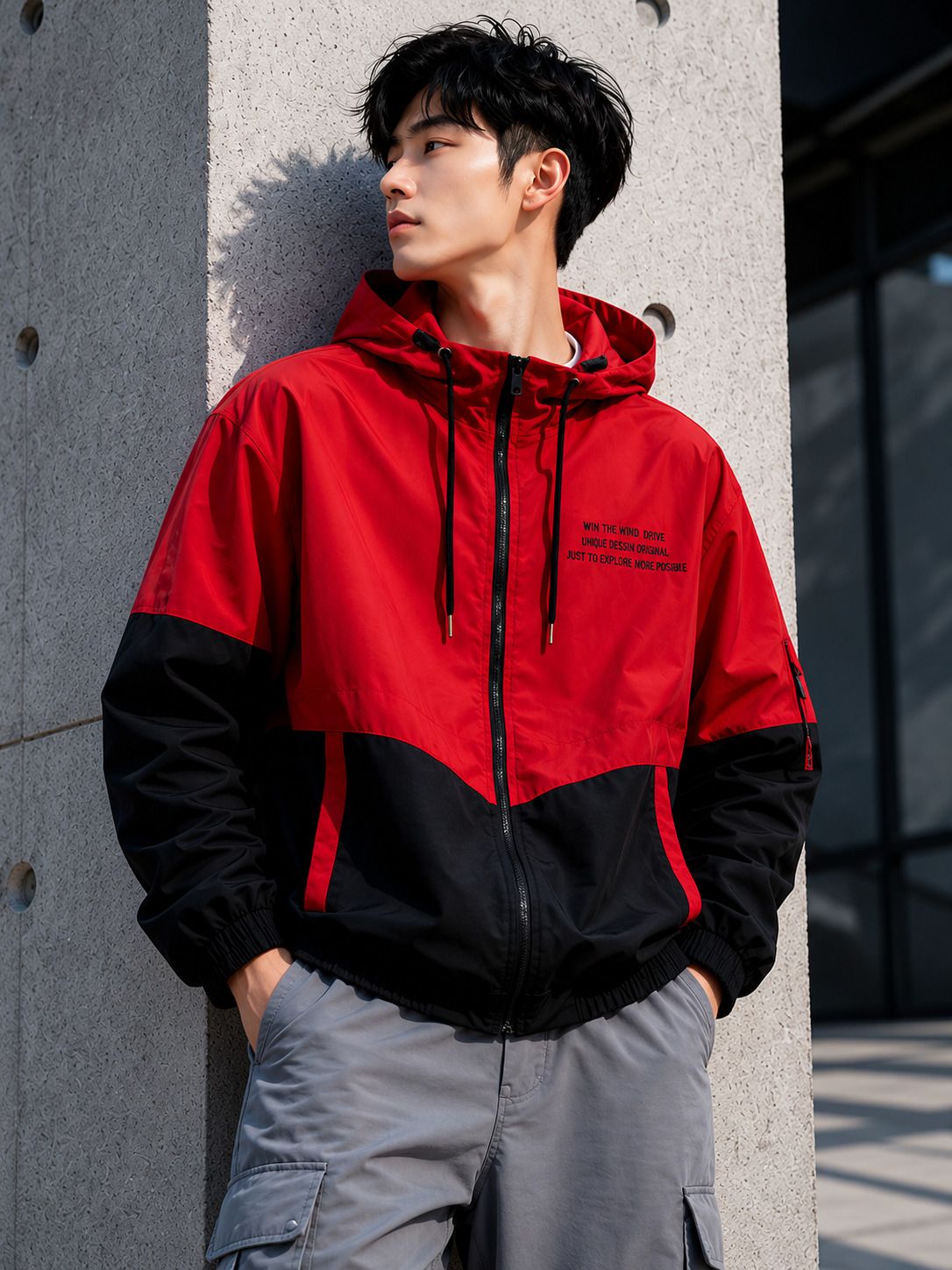 five doggies Men Colorblock Bomber Jacket-picture-12