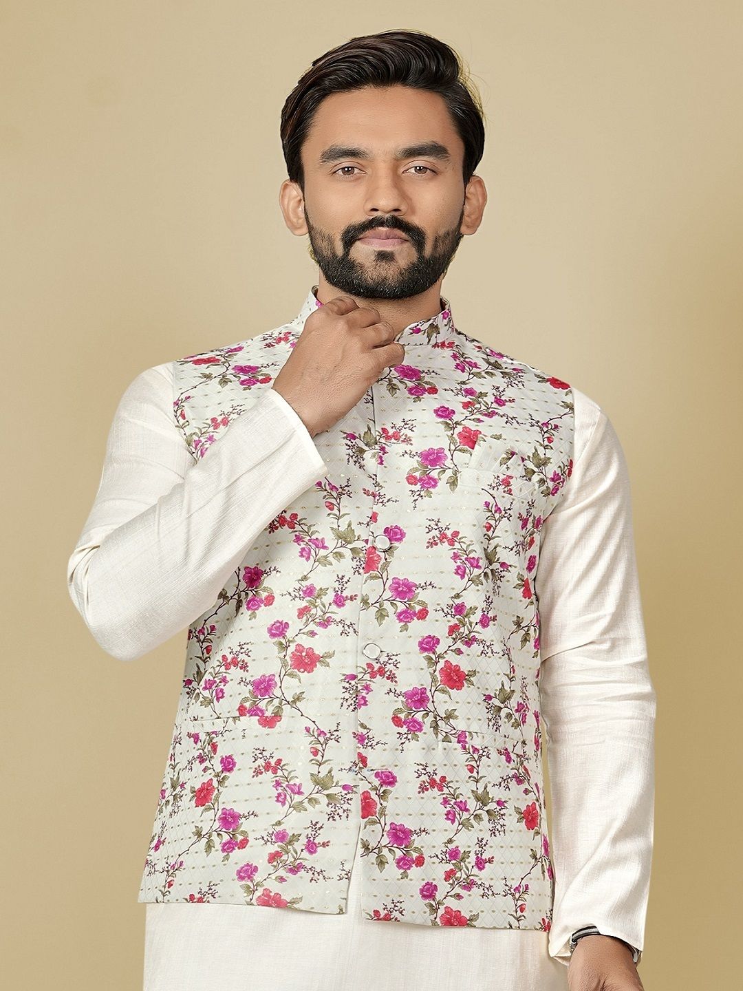 leipzig fashion Floral Print Men Waistcoat-picture-16