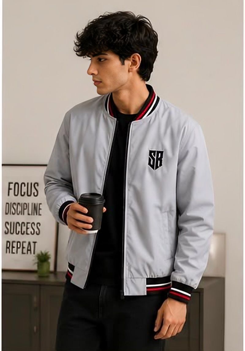 stileroma Men Solid, Embroidered, Self Design Bomber Jacket-picture-3