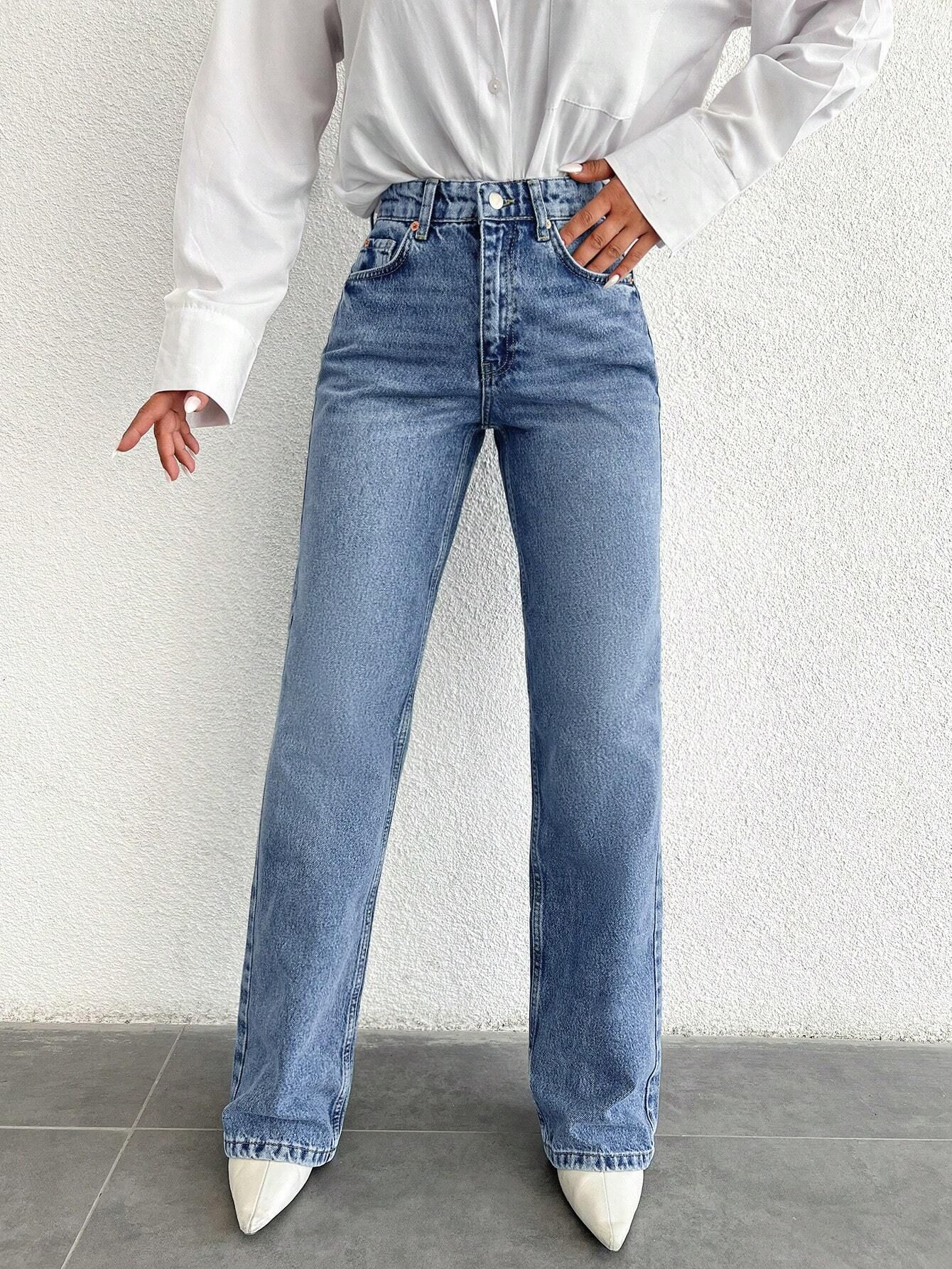 glossia Women Straight Fit High Rise Blue Jeans-picture-21