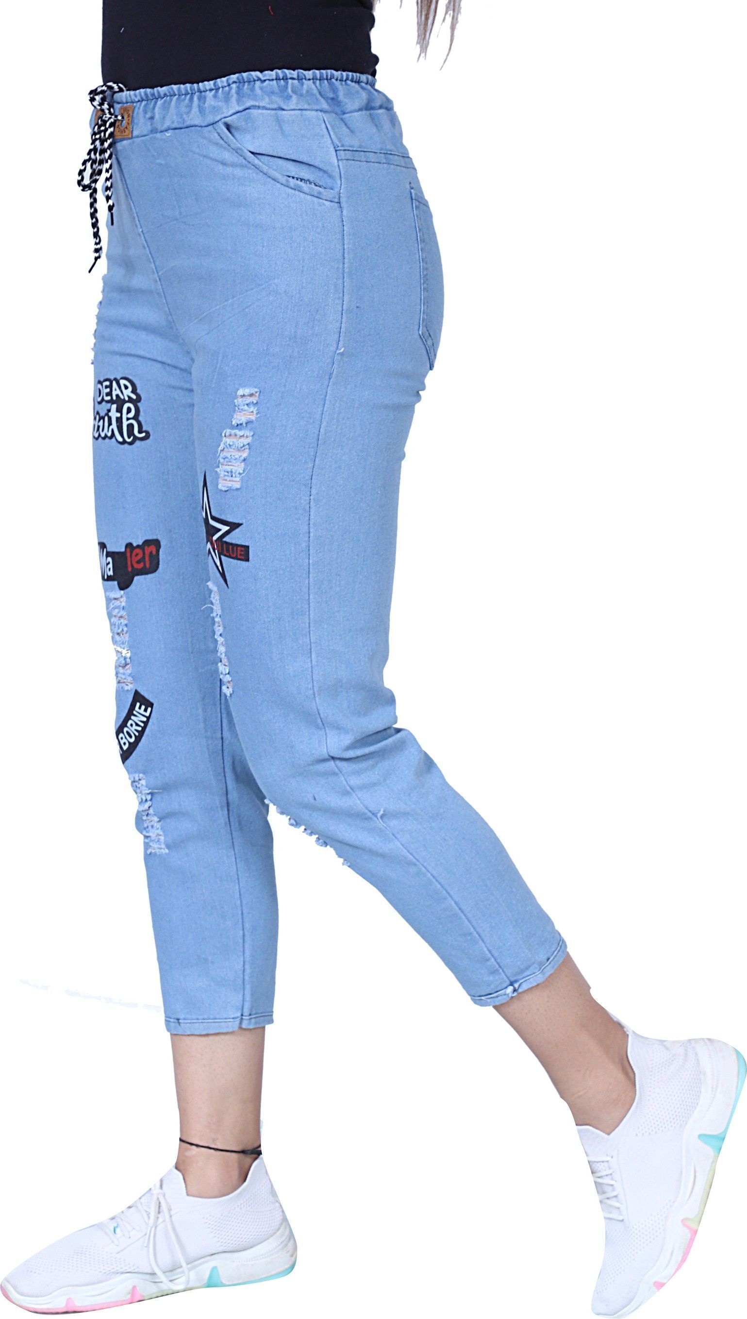 Women Jogger Fit Mid Rise Dark Blue Jeans-image-49