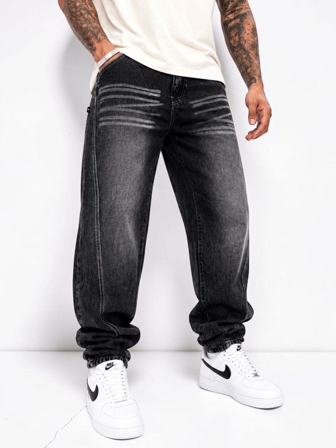 rolph Men Loose Fit Mid Rise Black Jeans-picture-11