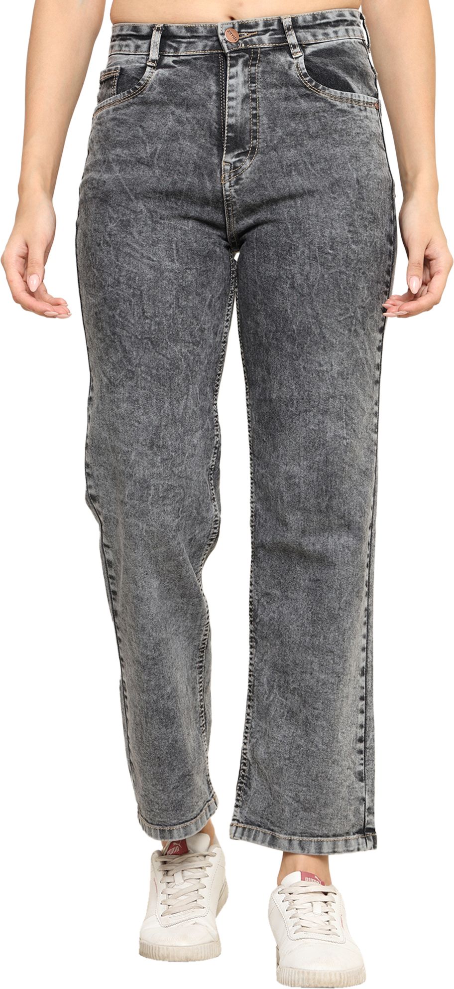 zayla Women Relaxed Fit Mid Rise Black Jeans-picture-16