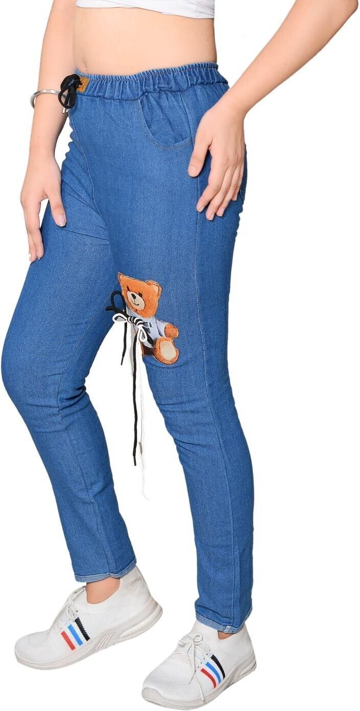 Women Jogger Fit Mid Rise Blue Jeans-image-1