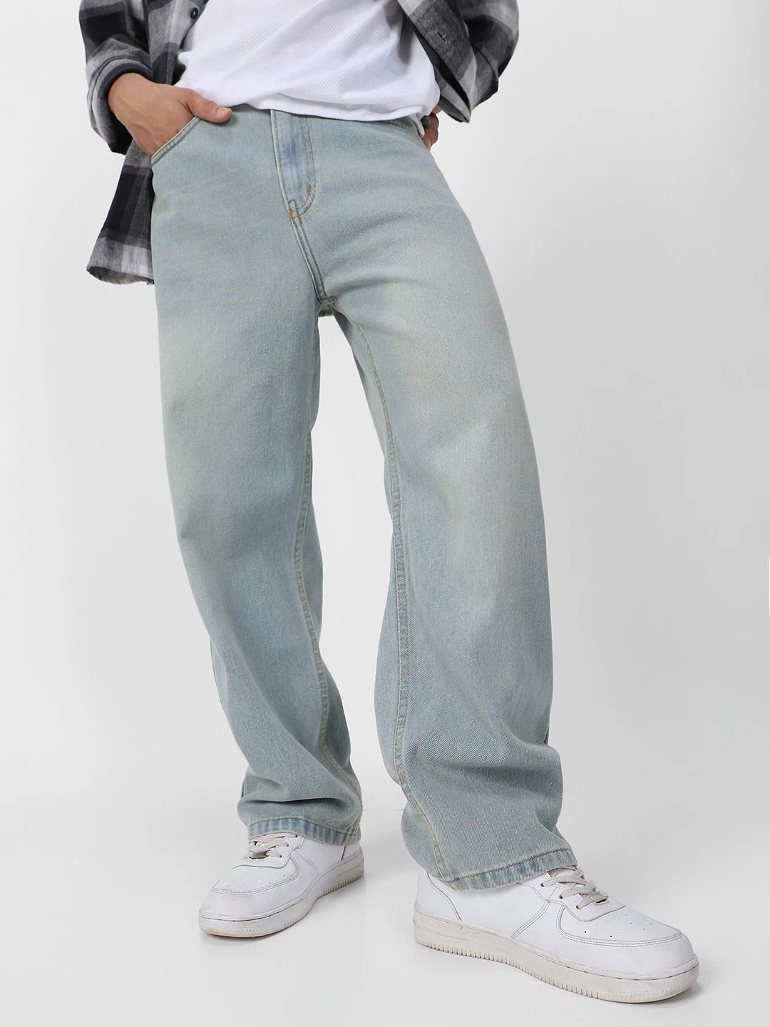 urbano fashion Men Loose Fit Mid Rise Light Blue Jeans-picture-26