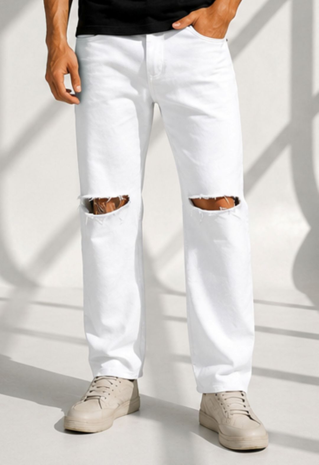 moda rapido Men Regular Mid Rise White Jeans-picture-11