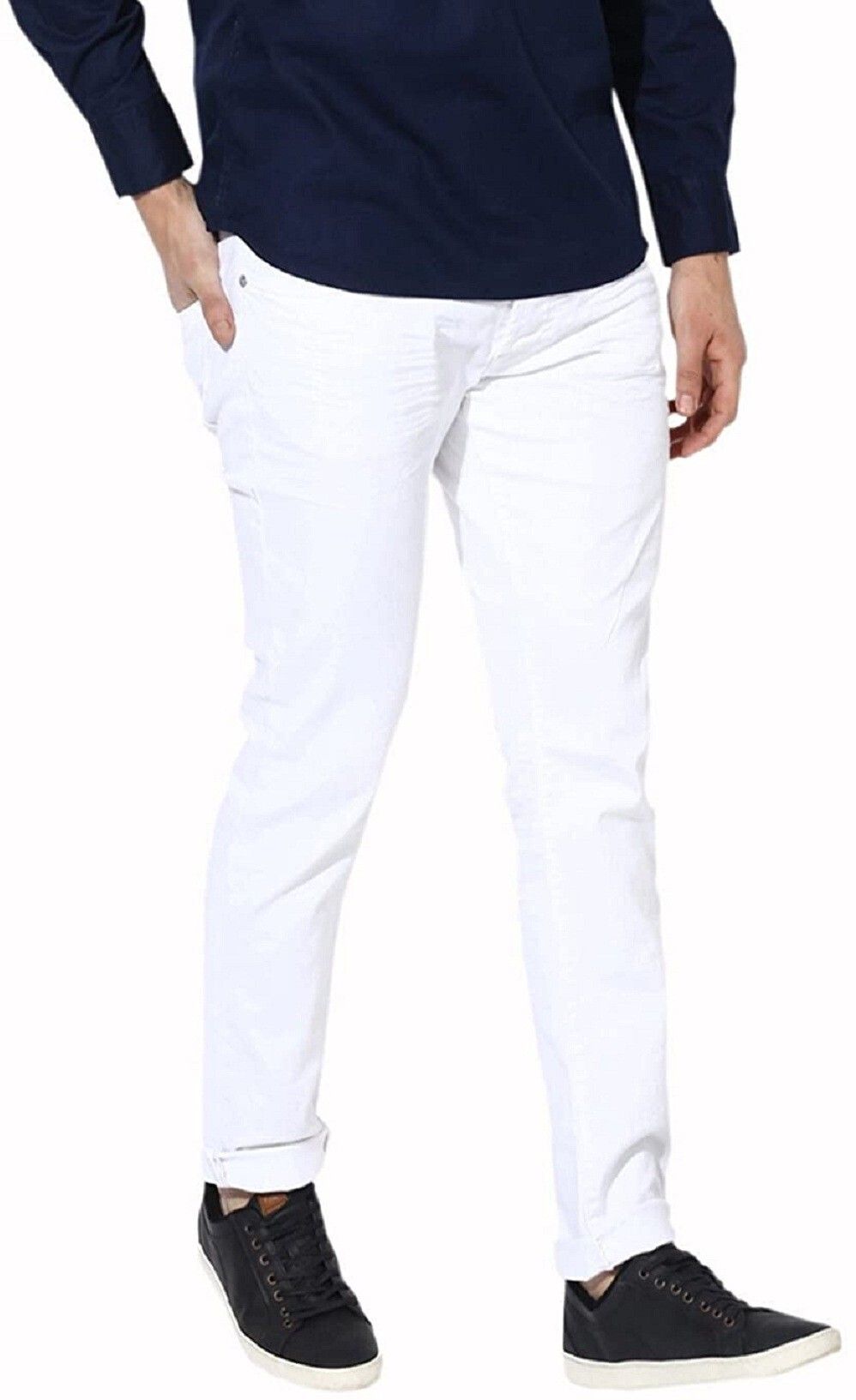 Men Regular Mid Rise White Jeans