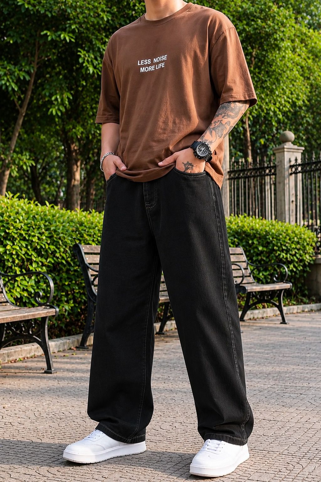Men Straight Fit Mid Rise Black Jeans-image-38