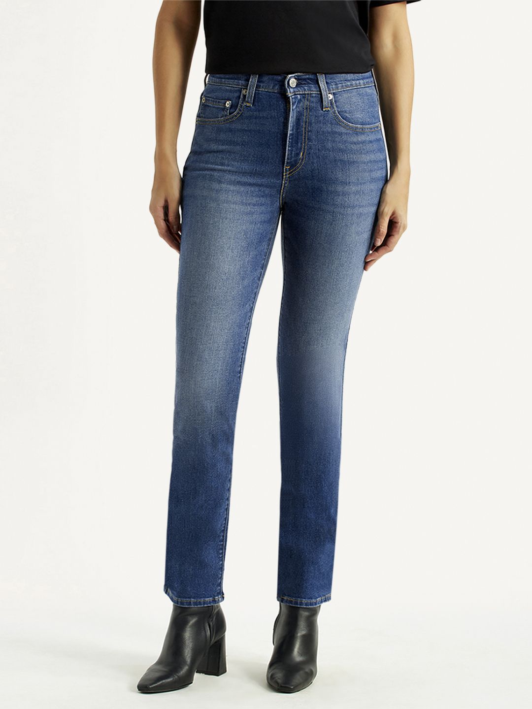 levi's Women Straight Fit High Rise Blue Jeans-picture-14