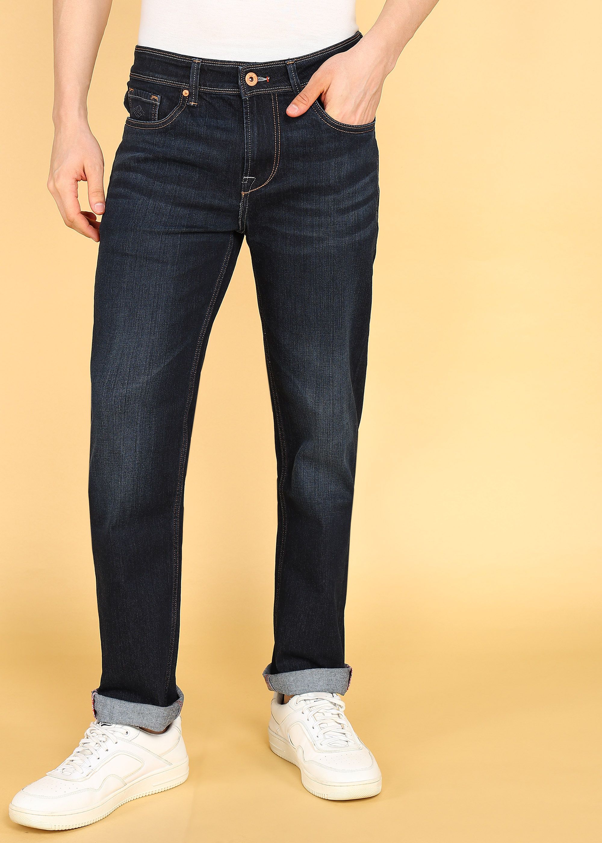 killer Men Slim Mid Rise Dark Blue Jeans-picture-22