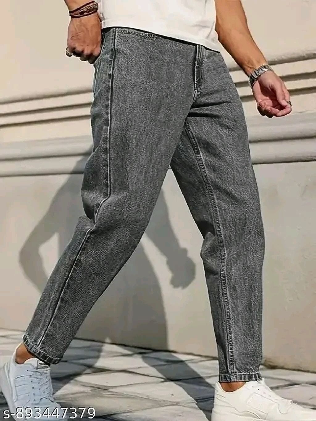 Men Baggy Fit High Rise Grey Jeans-image-42