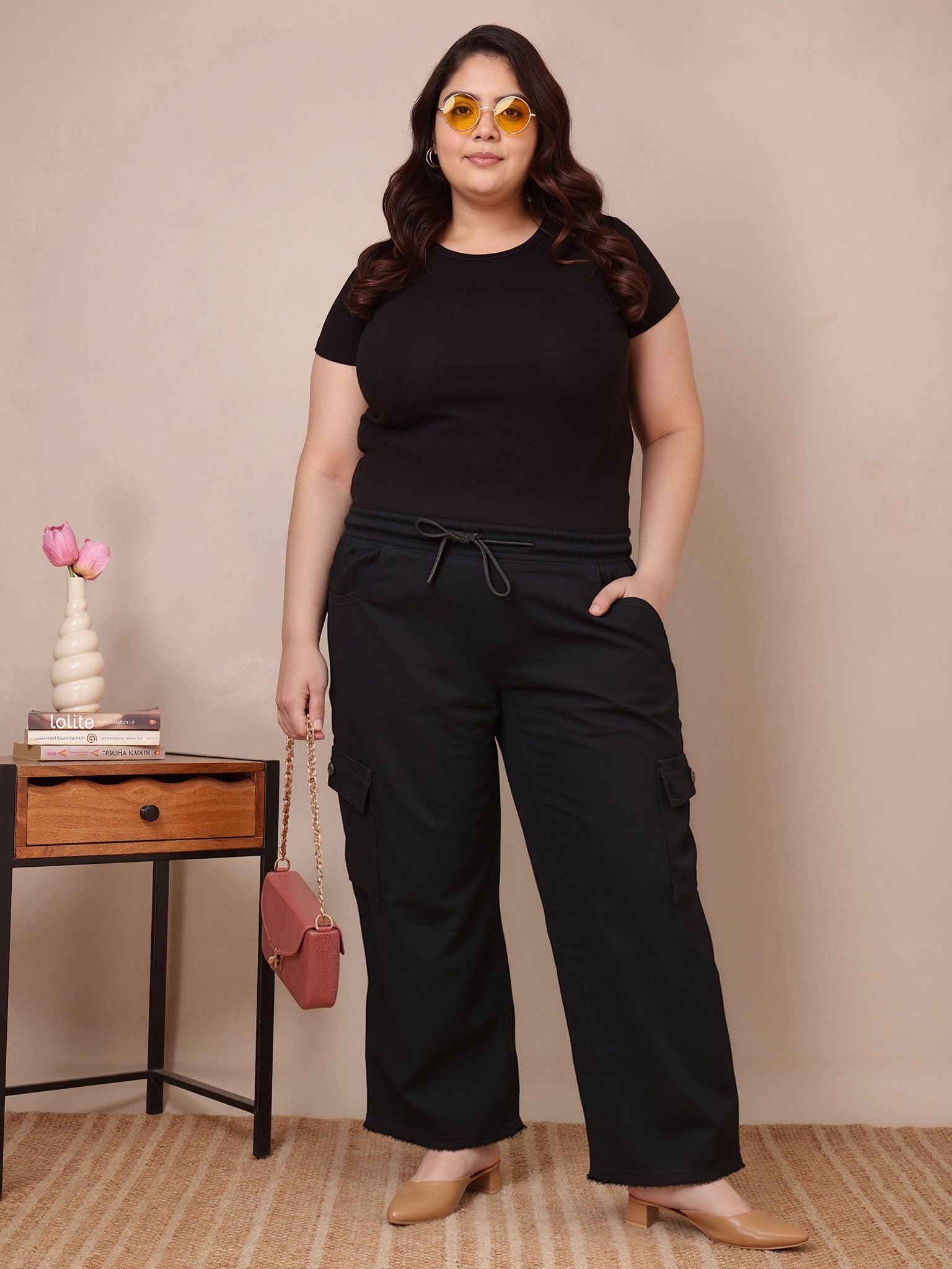 f p collections Women Straight Fit Mid Rise Black Jeans-picture-12