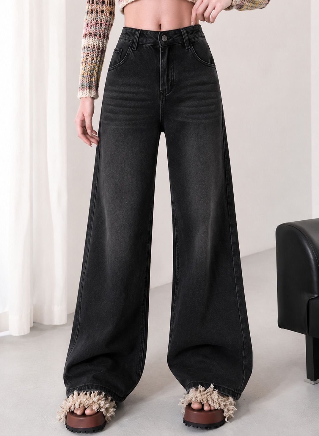 denimboogy Women Baggy Fit High Rise Black Jeans-picture-20