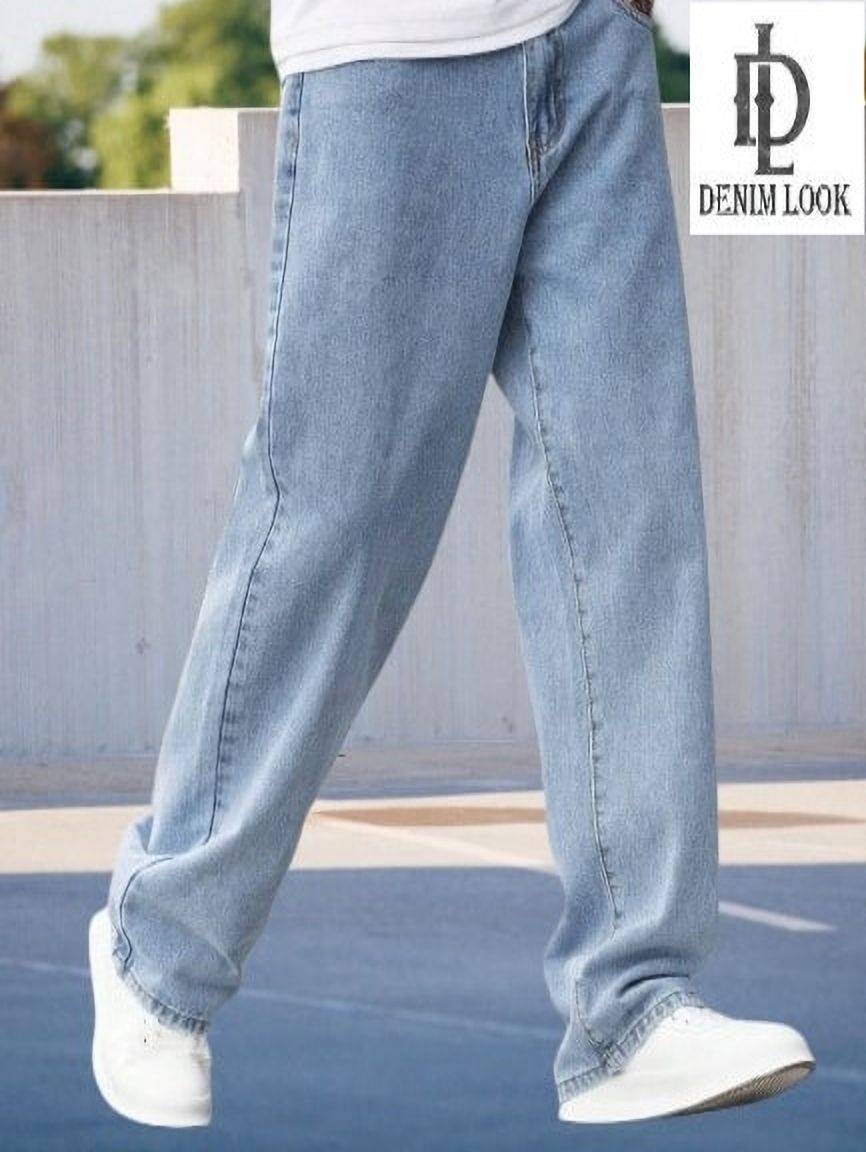 Men Loose Fit Mid Rise Light Blue Jeans-image-47