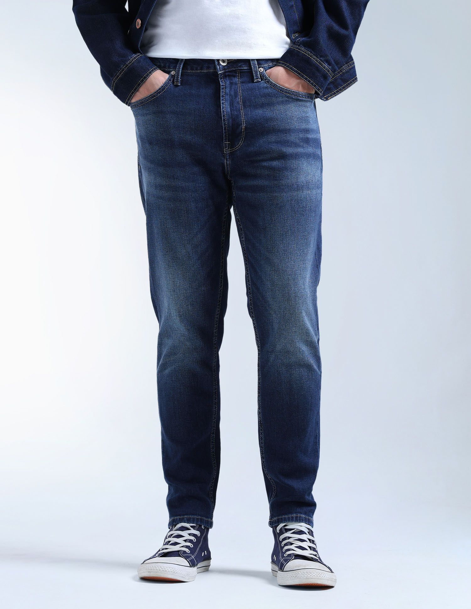 Men Relaxed Fit Mid Rise Blue Jeans-image-36