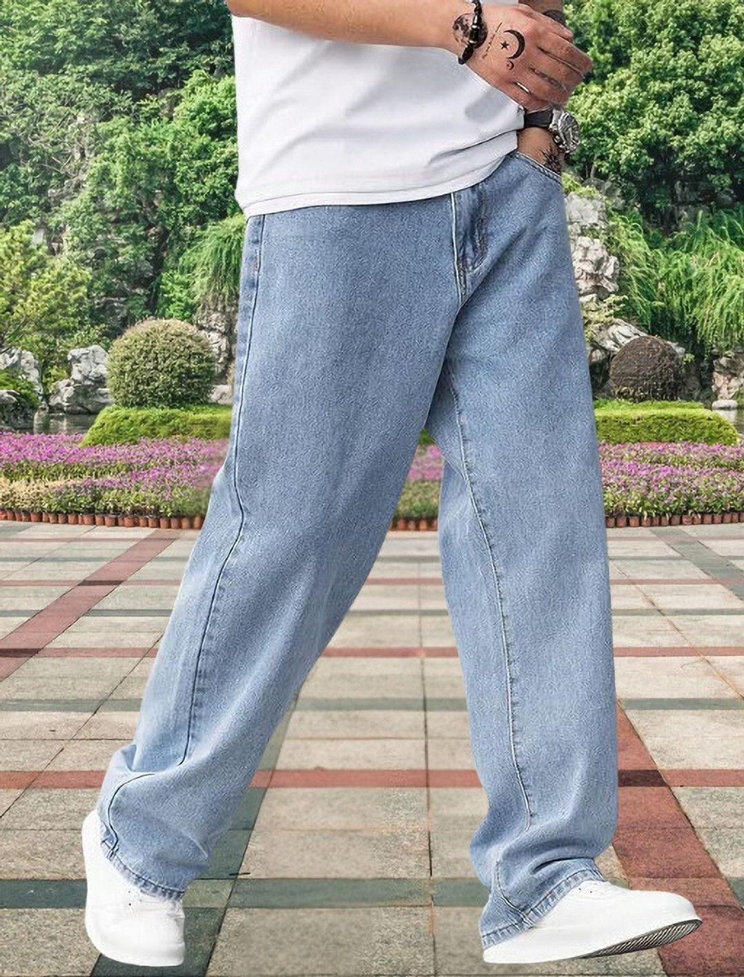 indigox Men Straight Fit Mid Rise Light Blue Jeans-picture-33