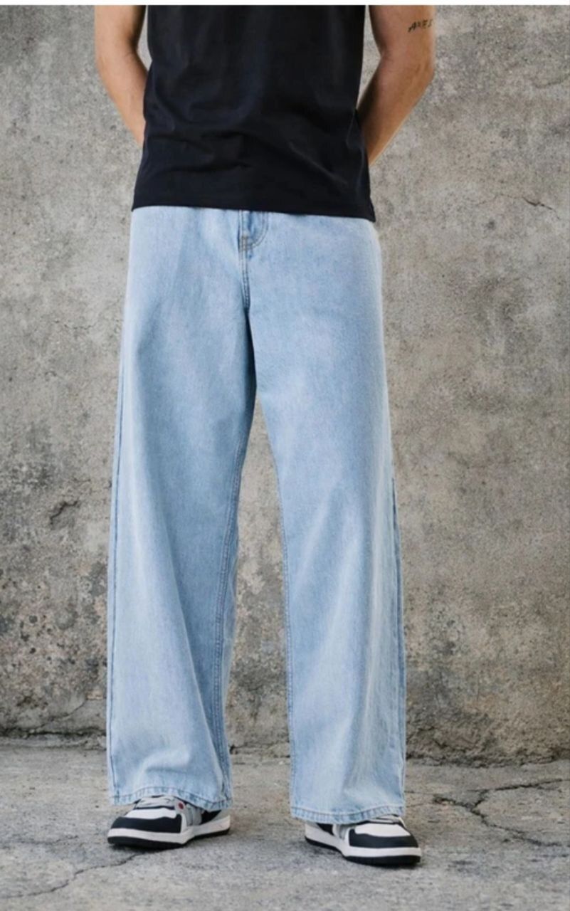 tts Men Wide Leg Mid Rise Light Blue Jeans-picture-38