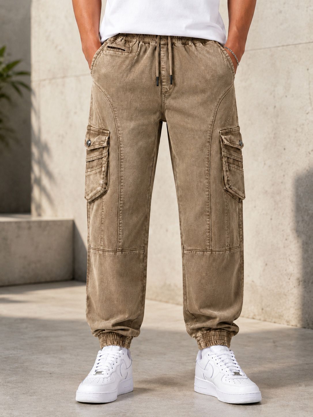 Men Jogger Fit Mid Rise Brown Jeans-image-17