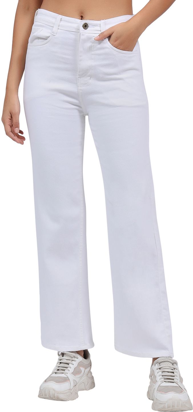Women Boyfriend Mid Rise White Jeans-image-33