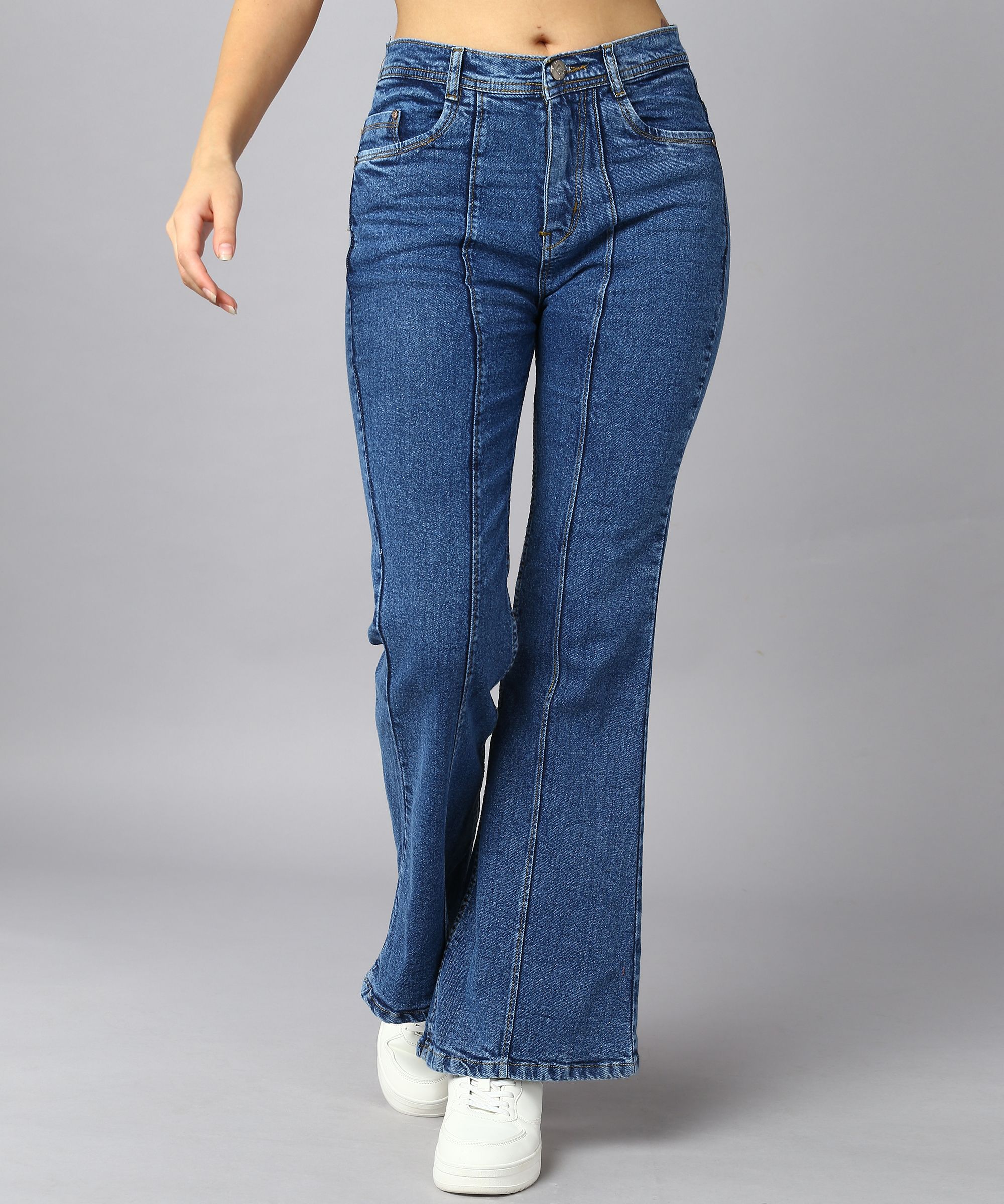 nifty Women Flared High Rise Light Blue Jeans-picture-20
