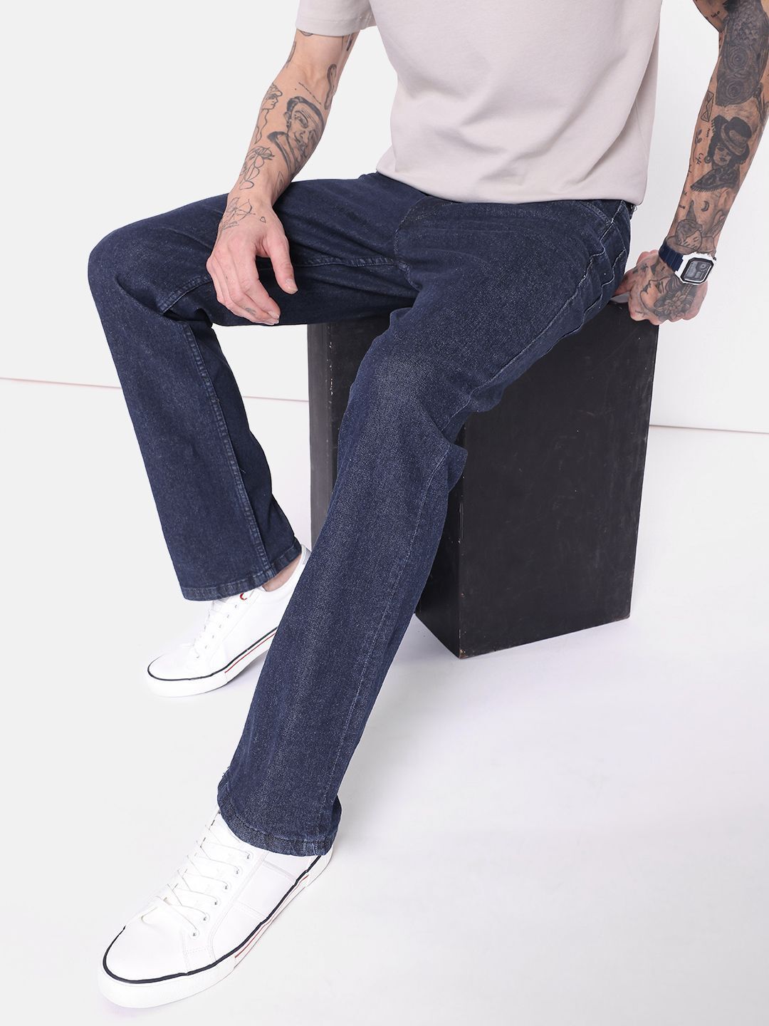 Men Boot-Leg Mid Rise Blue Jeans-image-38