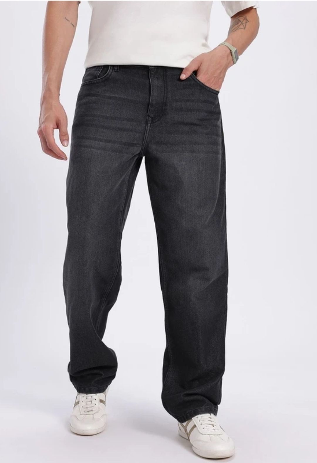 Men Straight Fit Mid Rise Black Jeans-image-23